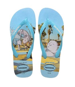 Havaianas Flip-Flops Blue Beach Scene, Size Womens 1112 - Brand New.