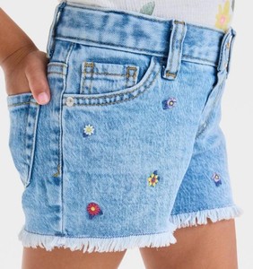 2 Pair of Cat & Jack Girls Denim Shorts - Floral Embroidery, Stretch - Size Girls 3T - Brand New