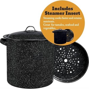 Granite Ware Stock Pot With Steamer Insert - New