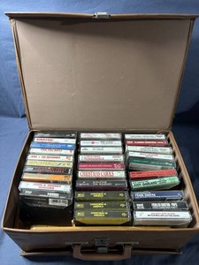 Music Cassette Tapes with Brown hard-shell case
