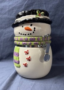 Ceramic Snowman Jar with Clasp Lid