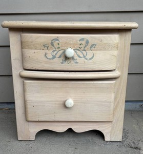 Two-Drawer Nightstand with Ribbon Accent, 22 x 22 x 16