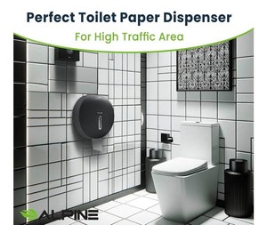 Alpine Single Roll Jumbo Tissue Dispenser, Black - New