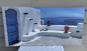 Greek Island Scene Canvas 38.5 x 19 Print