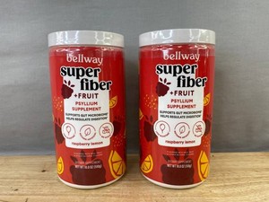 Bellway Super Fiber & Fruit Psyllium Supplement - Raspberry Lemon - 2 Total - Brand New Q