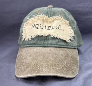 Squirrel Frayed Fabric Distressed Patch Cap OSFM - New