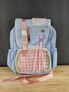 Blue & Pink Mouse Pattern Back Pack - Brand New Q