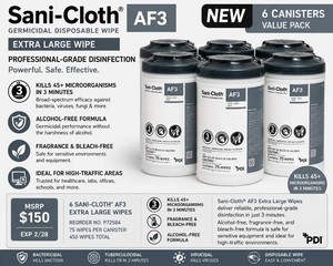 MSRP $150 NEW Lot of 6 PDI Sani-Cloth AF3 Extra Large Germicidal Wipes Alcohol-Free Professional Surface Disinfectant, Kills 45 Microorganisms in 3 Minutes, Fragrance &amp Bleach-Free, Safe for Sensitive Equipment &amp High-Traffic Areas EXP 1127