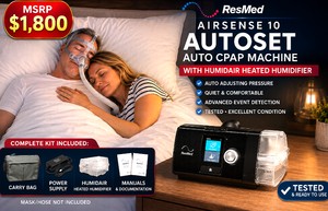MSRP $1,800 RESMED AIRSENSE 10 AUTOSET AUTO CPAP MACHINE wHUMIDAIR HEATED HUMIDIFIER PROFESSIONAL SLEEP THERAPY DEVICE WCARRY BAG, RESERVOIR, MANUAL &amp POWER SUPPLY - EXCELLENT WORKING CONDITION MASKHOSE NOT INCLUDED