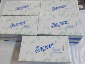 10 boxes Surpass Facial Tissue...