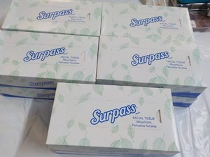 10 boxes Surpass Facial Tissue...