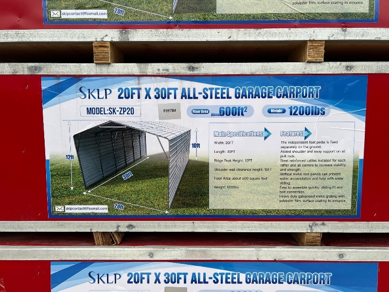 SKLP All Steel Garage Carport 20x30 (SK-ZP20)