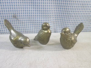 (EC1) Set of 3 Brass Bird Figures...
