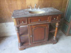 (UD2) Vintage Wood Bathroom Vanity ...