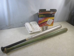 (F-2) Vintage Wood Bat, Metal Bat a...
