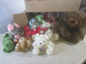(A-1) Box Full of Plush Animals...