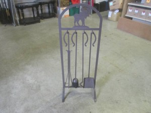 (BS) Rustic Moose Iron Fireplace To...