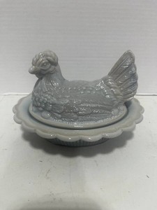 Vintage Mosser Slag  Glass Hen on Nest 6.5
