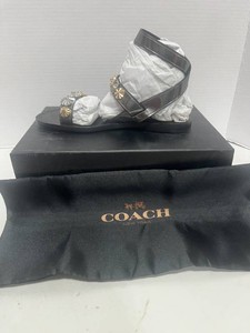 Genuine NIB COACH Eleanor Mirror Metallic Sandals 6.5M w Dust Bag