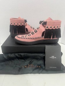Genuine NIB COACH Roccasin Cut Out Suede PinkBlack 7M wDust Bag