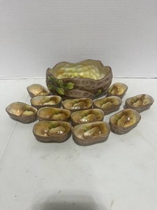 Vintage Noritake Hand Painted Peanut Bowl and Nut Dishes Chip on Rim
