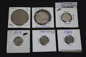 Mixed Lot of 9 U.S. Coins - Dimes, Half Dollars, Eisenhower Dollar & Peace Medal Dollar