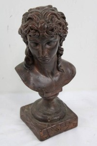 Bronze Eros Bust Sculpture (14.5 tall)