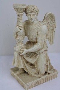 Alva 1996 Signed Angel Candelabra Figurine (11.5 tall)