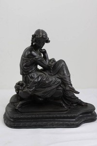 Classical Seated Lady Sculpture on Base (11.5 tall)