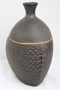 Textured Ceramic Vase With Tapered Neck (13.5)