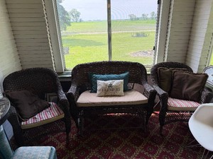 Wicker Loveseat Glider & (2) Matching Chairs