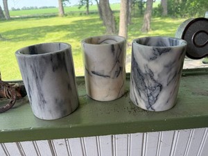 Set of (3) Marble Candle Holders