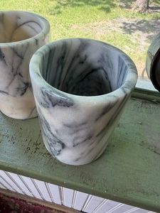 Set of (3) Marble Candle Holders
