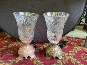 Set of (2) Lead Crystal Lamps