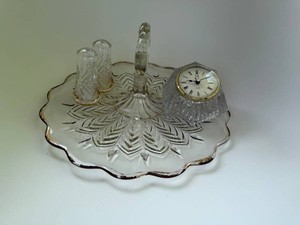 Lead Crystal Platter, S&P Shakers, and Clock
