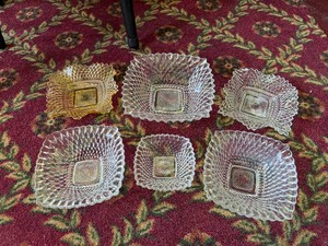 (6) Square Glass Dishes - Probably Vintage Indiana Glass