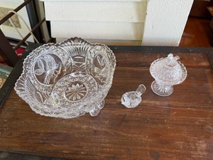 Hofbauer Byrdes Lead Crystal Bowl & Trinket Dish, and Glass Bird Candle Holder