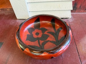 Beautiful, 2-Tone Carved Wooden Bowl