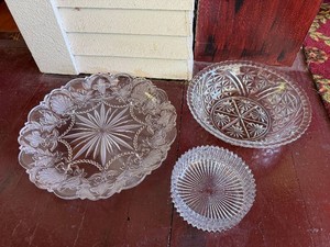 Lot of (3) Lead Crystal & Cut Glass Dishes