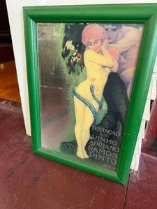 Vintage Adriano Ramos Pinto Port Wine Framed Mirror Advertisement