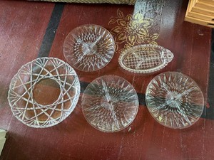 Glass Platter & (4) Divided Glass Trays