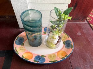 Platter & (2) Glass Vases