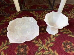 (2) Pieces Indiana Colony Harvest Grape Milk Glass Serving Dishes