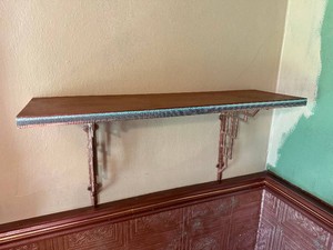 Wooden Shelf with Metal Brackets