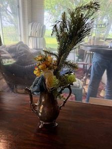 Silver-Plate Teapot with Flower Decor