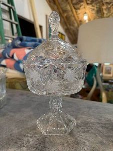 Glass or Crystal Pedestal Dish with Lid