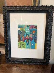 Chinese Folk Art Framed Print or Painting from Hong Kong by Artist Shi Yiu Ping
