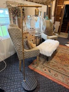 Tall, Gold-Colored Floor Lamp