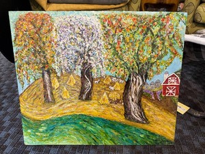 Original Acrylic Impressionist Farm Painting