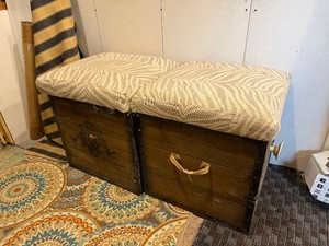 Set of (2) Wooden Storage Ottomans
